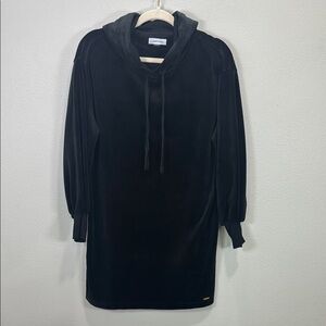 Calvin‎ Klein black Velvet Hoodie Dress